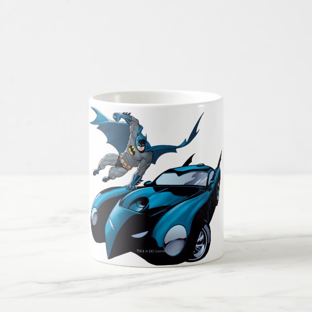 Batman swings over coffee mug (Center)