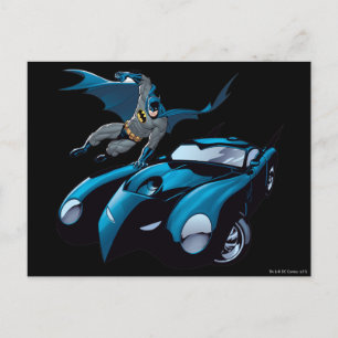 Batman swings over postcard