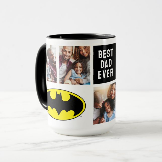 Batman Symbol | Best Dad Photo Collage Mug (Front Left)