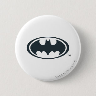Batman Symbol   Black and White Logo 6 Cm Round Badge