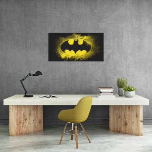 Batman Symbol   Black and Yellow Logo Canvas Print