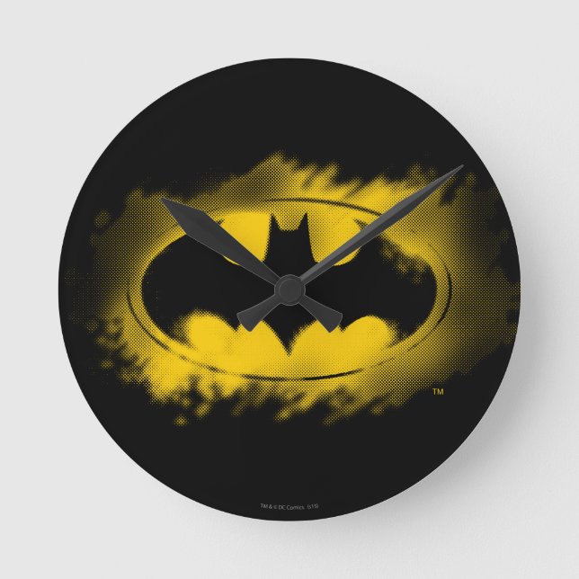 Batman Symbol | Black and Yellow Logo Round Clock (Front)