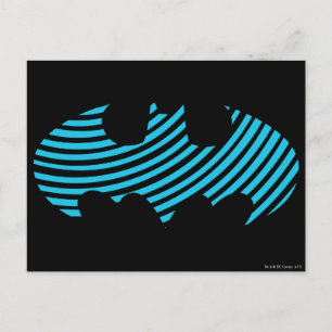 Batman Symbol   Blue Striped Logo Postcard