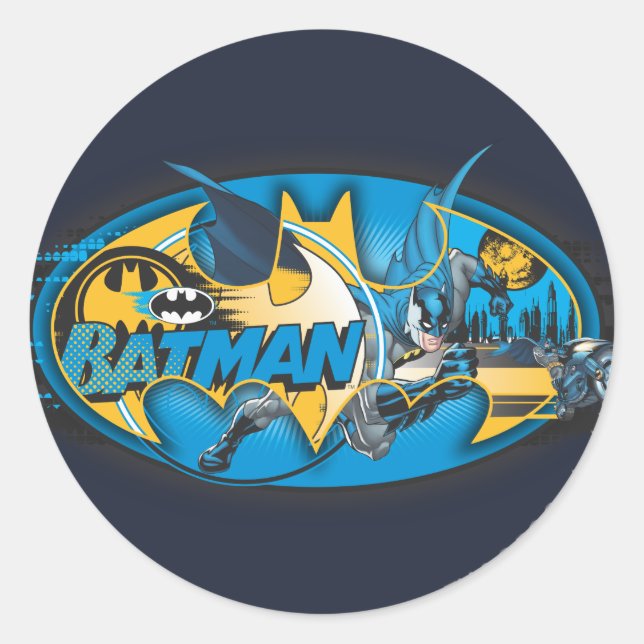 Batman Symbol | Classic Collage Logo Classic Round Sticker (Front)