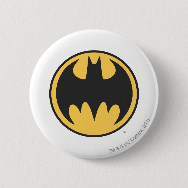 Batman Symbol | Dark Yellow Circle Logo 6 Cm Round Badge (Front)