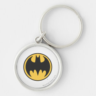 Batman Symbol Dark Yellow Circle Logo Key Ring