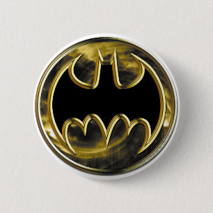 Batman Symbol   Gold Logo 6 Cm Round Badge