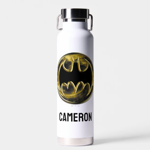 Batman Symbol   Gold Logo   Add Your Name Water Bottle
