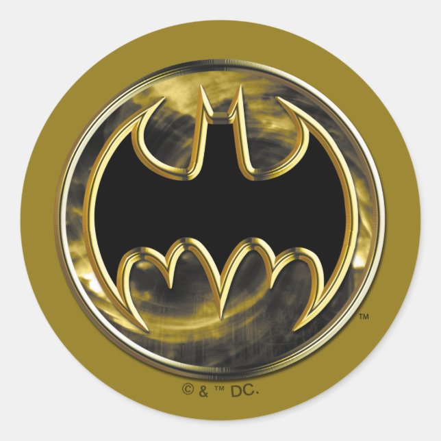 Batman Symbol | Gold Logo Classic Round Sticker (Front)