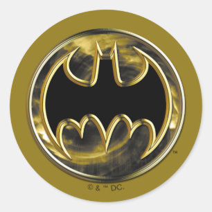 Batman Symbol   Gold Logo Classic Round Sticker