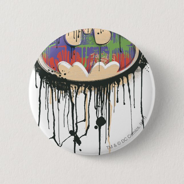 Batman Symbol | Green Purple Red Logo 6 Cm Round Badge (Front)