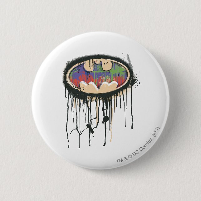 Batman Symbol | Green Purple Red Logo 6 Cm Round Badge (Front)