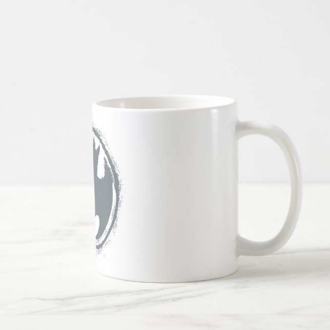 Batman Symbol | Grey Grunge Logo Coffee Mug (Right)