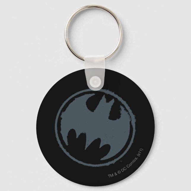 Batman Symbol | Grey Grunge Logo Key Ring (Front)