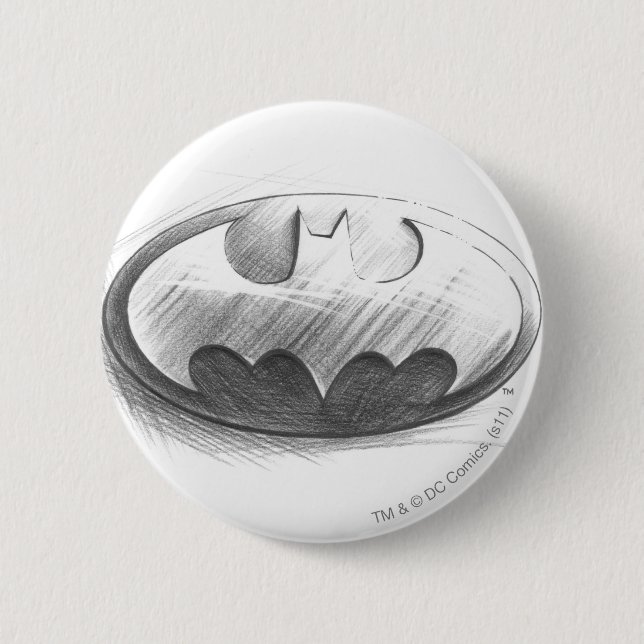 Batman Symbol | Insignia Drawing Logo 6 Cm Round Badge (Front)