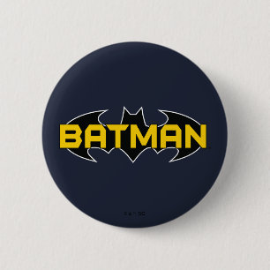Batman Symbol Name Yellow & Black Logo 6 Cm Round Badge