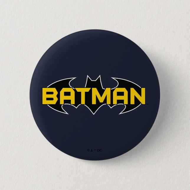 Batman Symbol | Name Yellow & Black Logo 6 Cm Round Badge (Front)