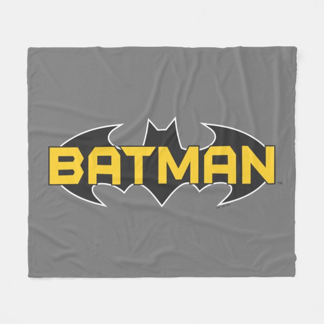 Batman Symbol | Name Yellow & Black Logo Fleece Blanket (Front (Horizontal))