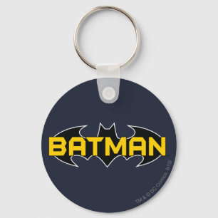 Batman Symbol Name Yellow & Black Logo Key Ring