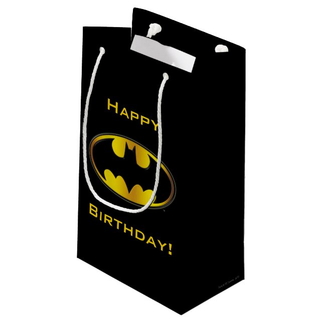 Batman Symbol | Oval Gradient Logo Small Gift Bag (Back Angled)