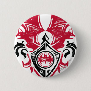 Batman Symbol Red Black Bat Stamp Crest Logo 6 Cm Round Badge