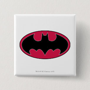 Batman Symbol Red Black Logo 15 Cm Square Badge