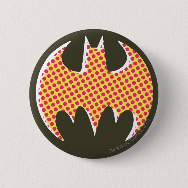 Batman Symbol | Red Halftone Logo 6 Cm Round Badge (Front)