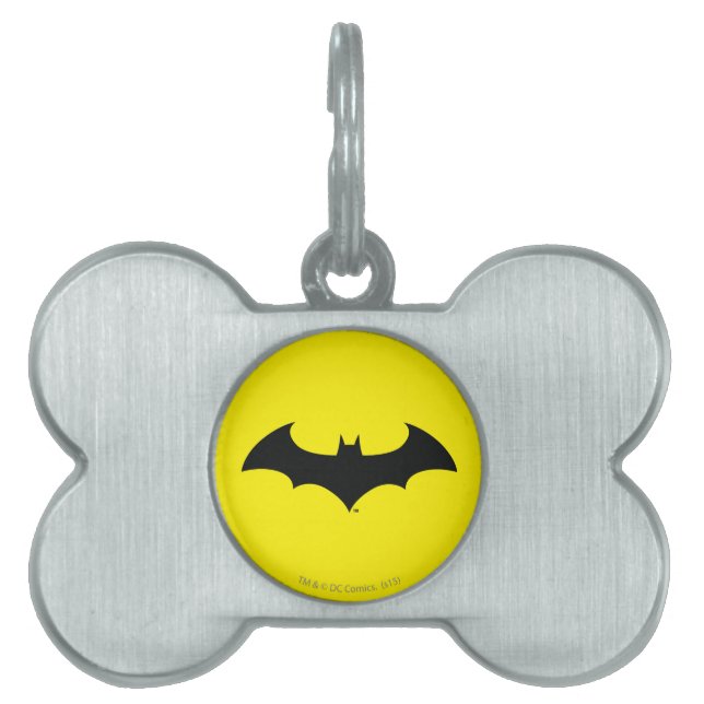 Batman Symbol | Simple Bat Silhouette Logo Pet Tag (Front)