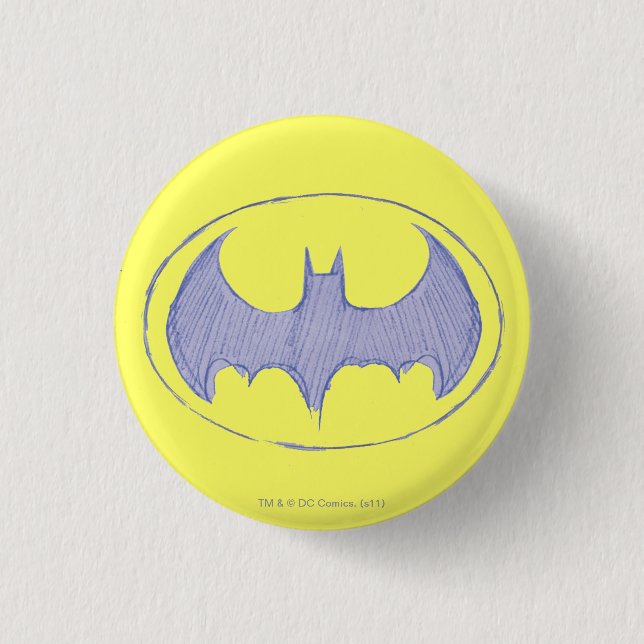 Batman Symbol | Sketchbook Purple Logo 3 Cm Round Badge (Front)
