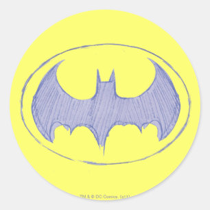 Batman Symbol   Sketchbook Purple Logo Classic Round Sticker