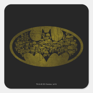 Batman Symbol   Skulls in Bat Logo Square Sticker