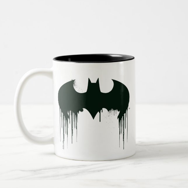 Batman Symbol | Spraypaint Logo Two-Tone Coffee Mug (Left)