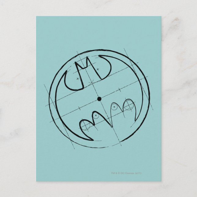Batman Symbol | Technical Sketch Logo Postcard (Front)