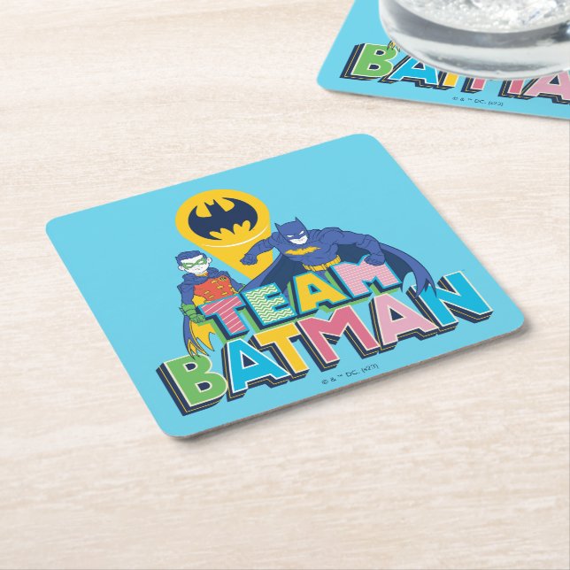 Batman | Team Batman Square Paper Coaster (Angled)