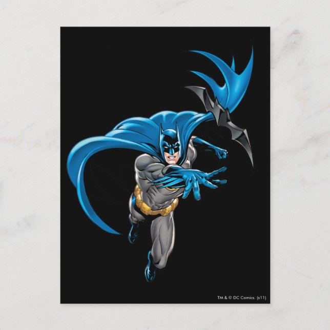 Batman throws batarang postcard (Front)