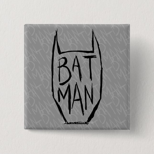 Batman Type in Head 15 Cm Square Badge (Front)