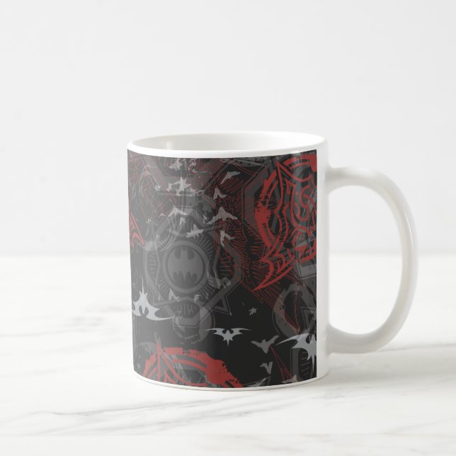 Batman Urban Legends - Bat Stamp Pattern Black/Red Coffee Mug (Right)