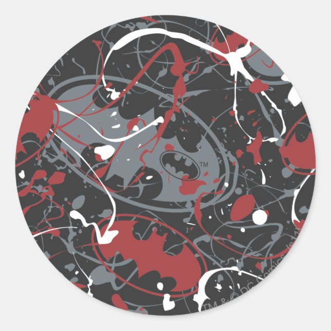 Batman Urban Legends - Paint Splatter Logo Pattern Classic Round Sticker (Front)