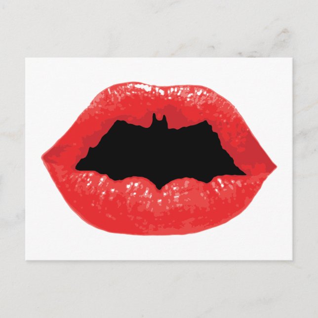 Batman Valentine | Bat Lips Holiday Postcard (Front)