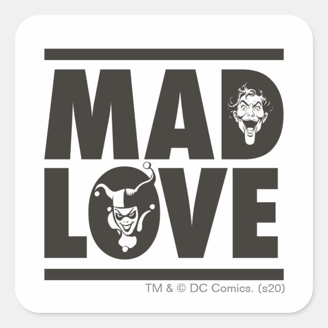Batman Valentine | Joker & Harley - Mad Love Square Sticker (Front)