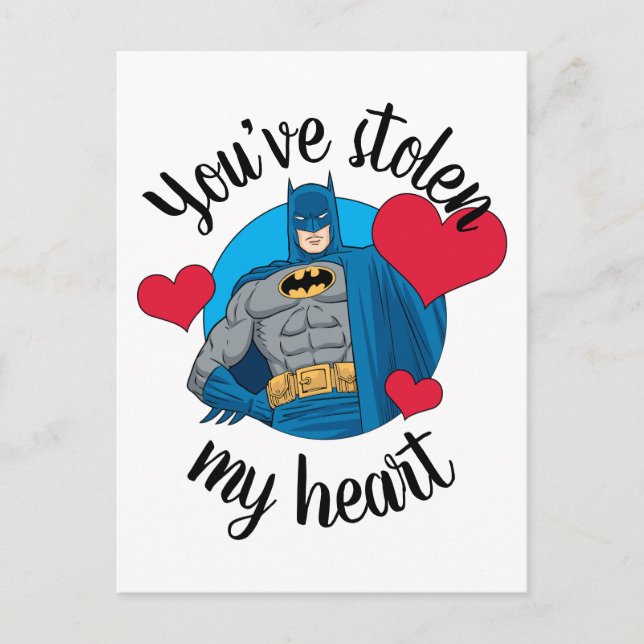 Batman Valentine | You've Stolen My Heart Holiday Postcard (Front)