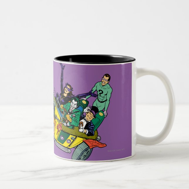 Batman Villains In Jokermobile Two-Tone Coffee Mug (Right)