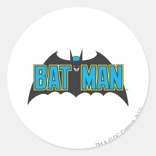 Batman | Vintage Blue Black Logo Classic Round Sticker (Front)