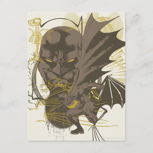 Batman Vintage Grunge Portrait Postcard (Front)