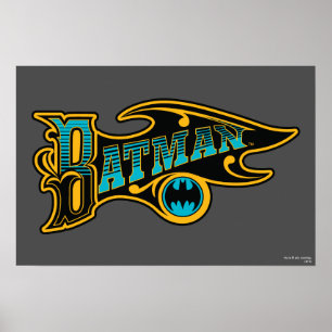 Batman   Vintage Turquoise Logo Poster