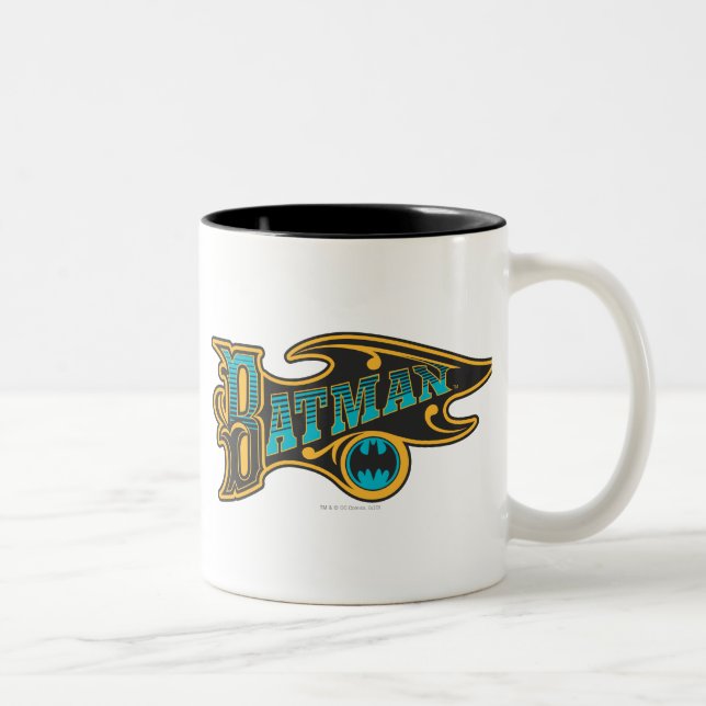 Batman | Vintage Turquoise Logo Two-Tone Coffee Mug (Right)