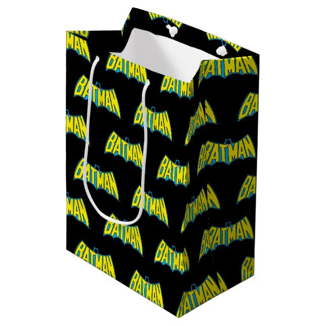 Batman | Vintage Yellow Blue Logo Medium Gift Bag (Front Angled)