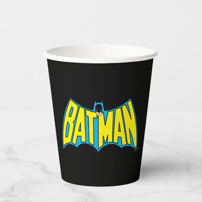 Batman | Vintage Yellow Blue Logo Paper Cups (Front)