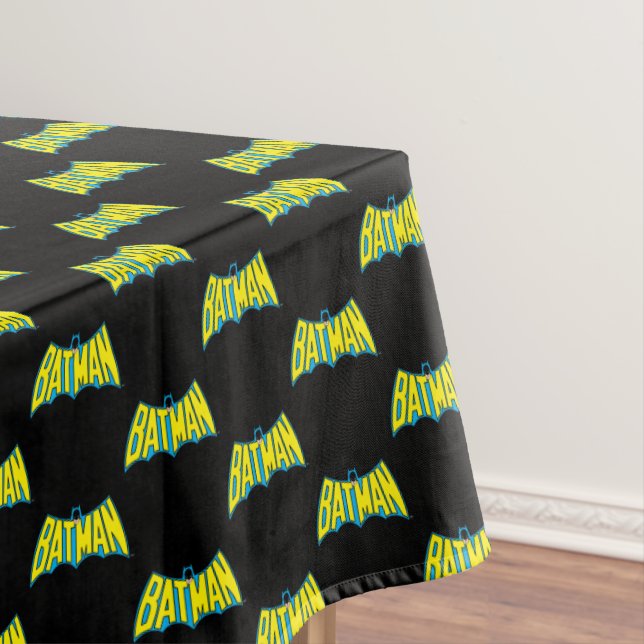 Batman | Vintage Yellow Blue Logo Tablecloth (In Situ)