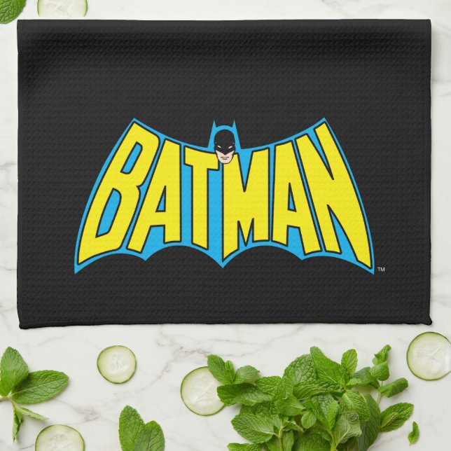 Batman | Vintage Yellow Blue Logo Tea Towel (Folded)